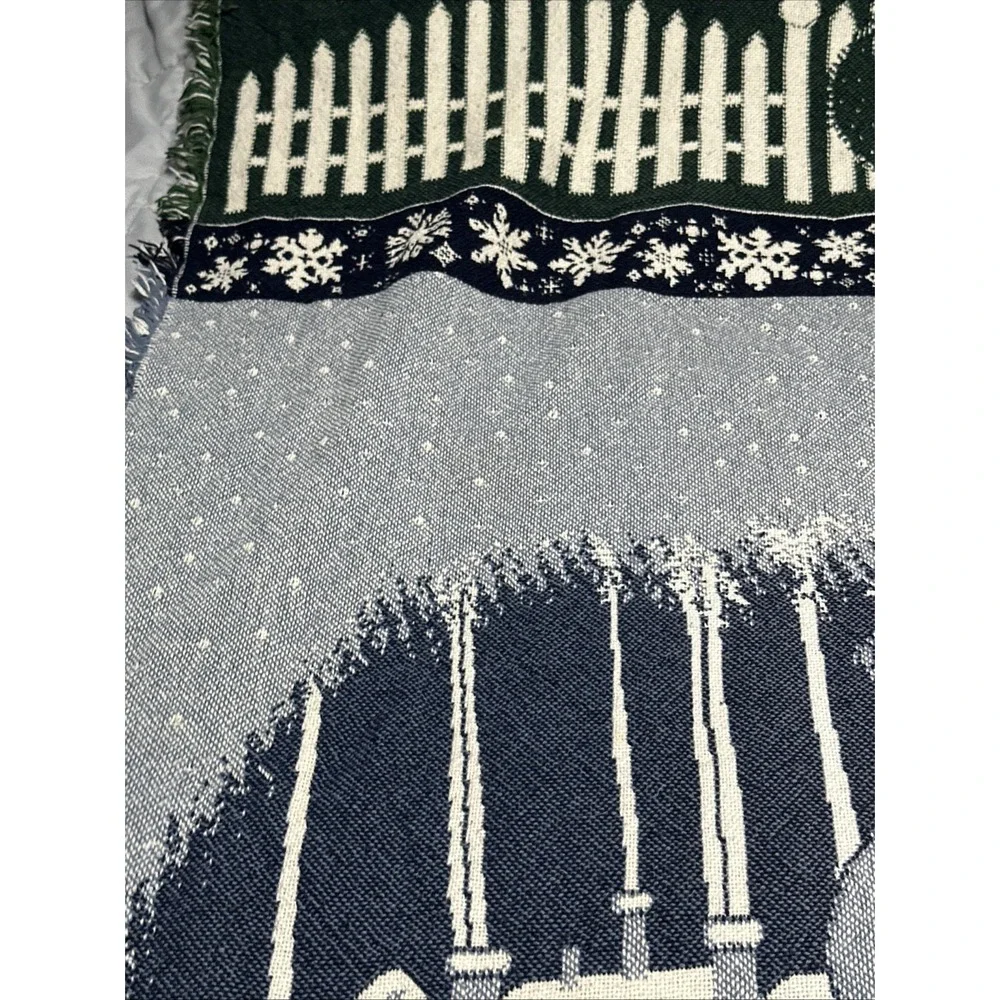 Vintage 1993 Snowman Christmas Tapestry Throw Blanket 65